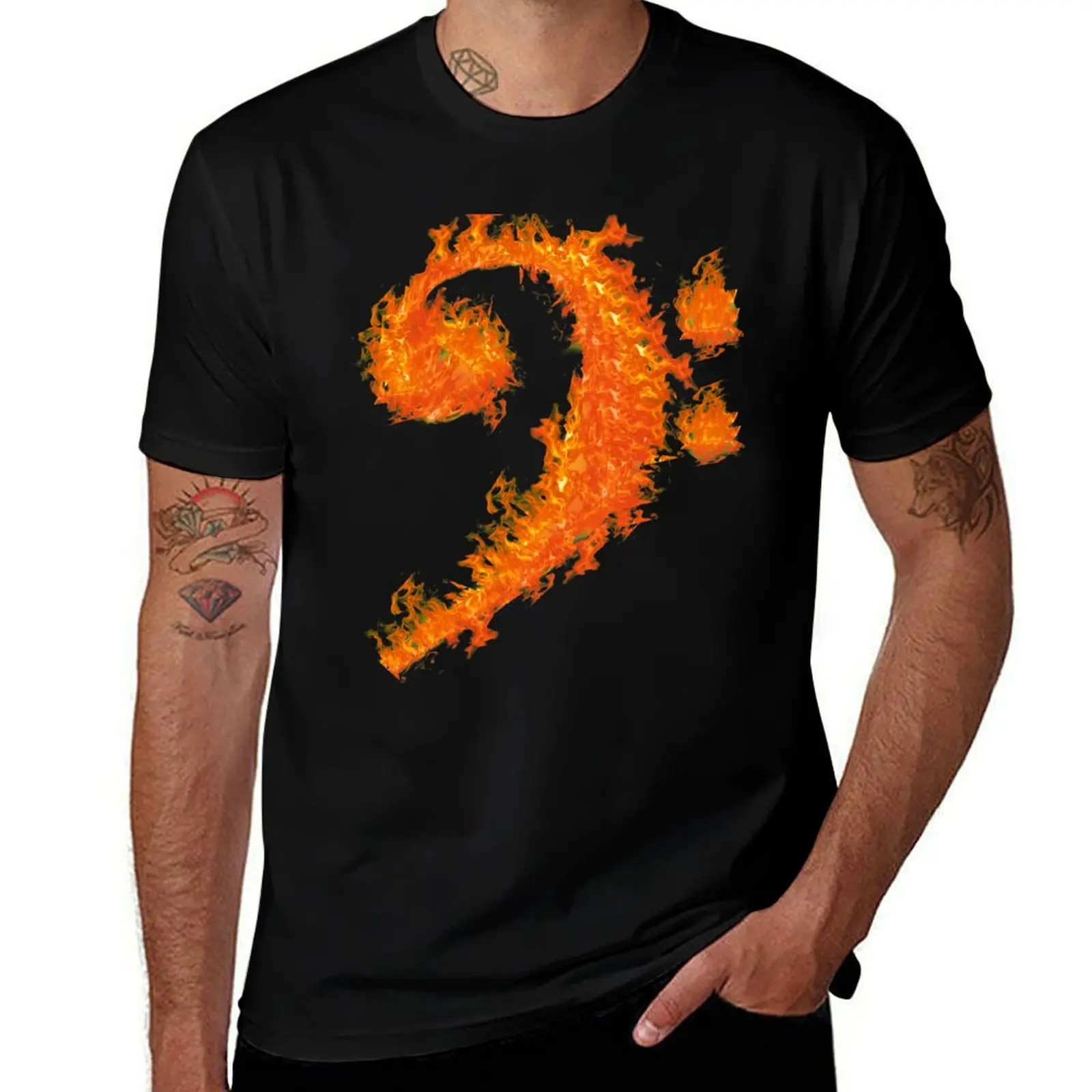 Bass clef fire shirt T-Shirt Casual All Match Short Sleeve T-Shirt