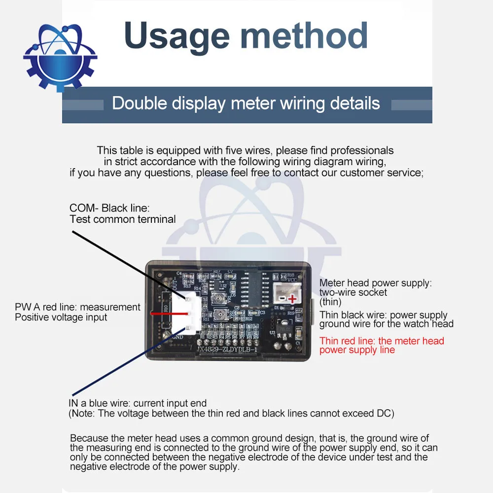 DC0-100V 10A 0.28 inch LED Screen DC Dual Display Digital Amp Voltage and Ammeter Tester