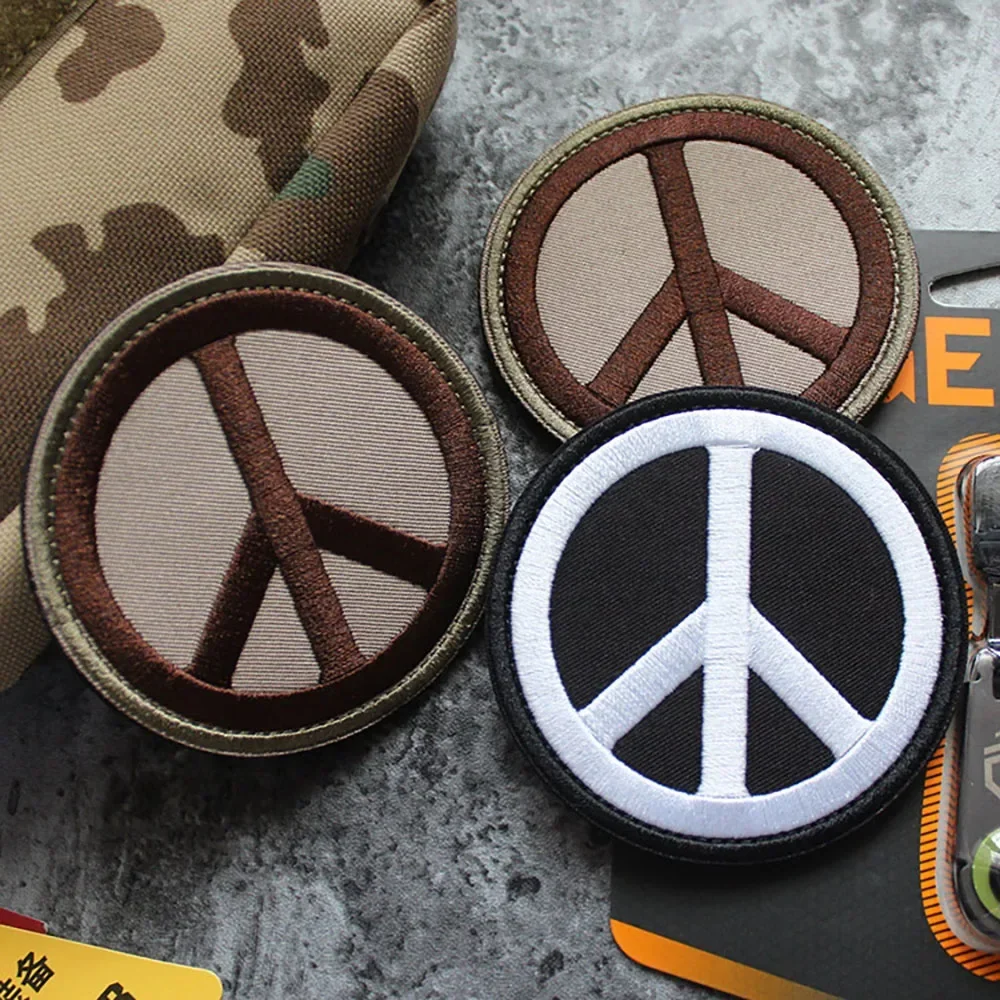 Embroidered Hook and Loop Patches, Anti War Emblem, Peace Morale Badge, Tactical Backpack Decoration Sticker