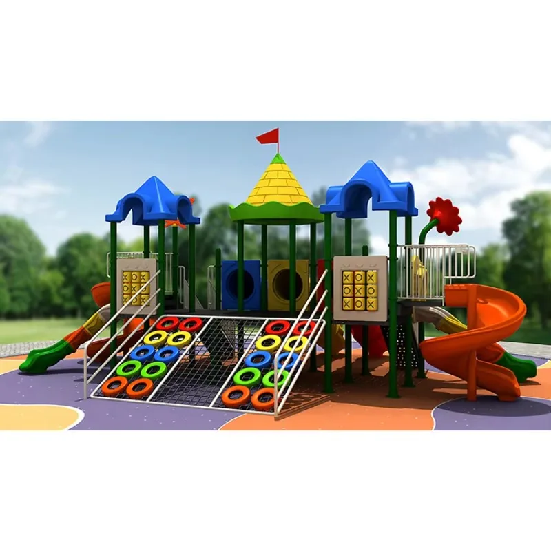 2026  Colorful Kids Outdoor Playground With Multiple Slides Tubes Climbing Steps and Fun Decorations
