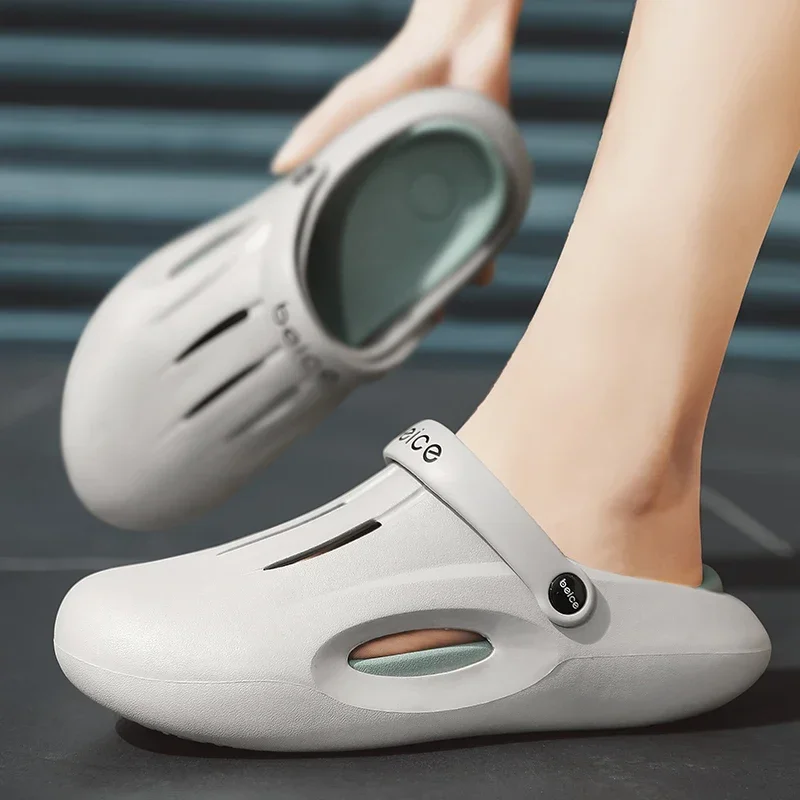 Alta qualidade novos homens ao ar livre sandálias chinelos praia confortável tamancos macios mulheres sapatos casuais sapatos de jardim dos homens sandálias de praia