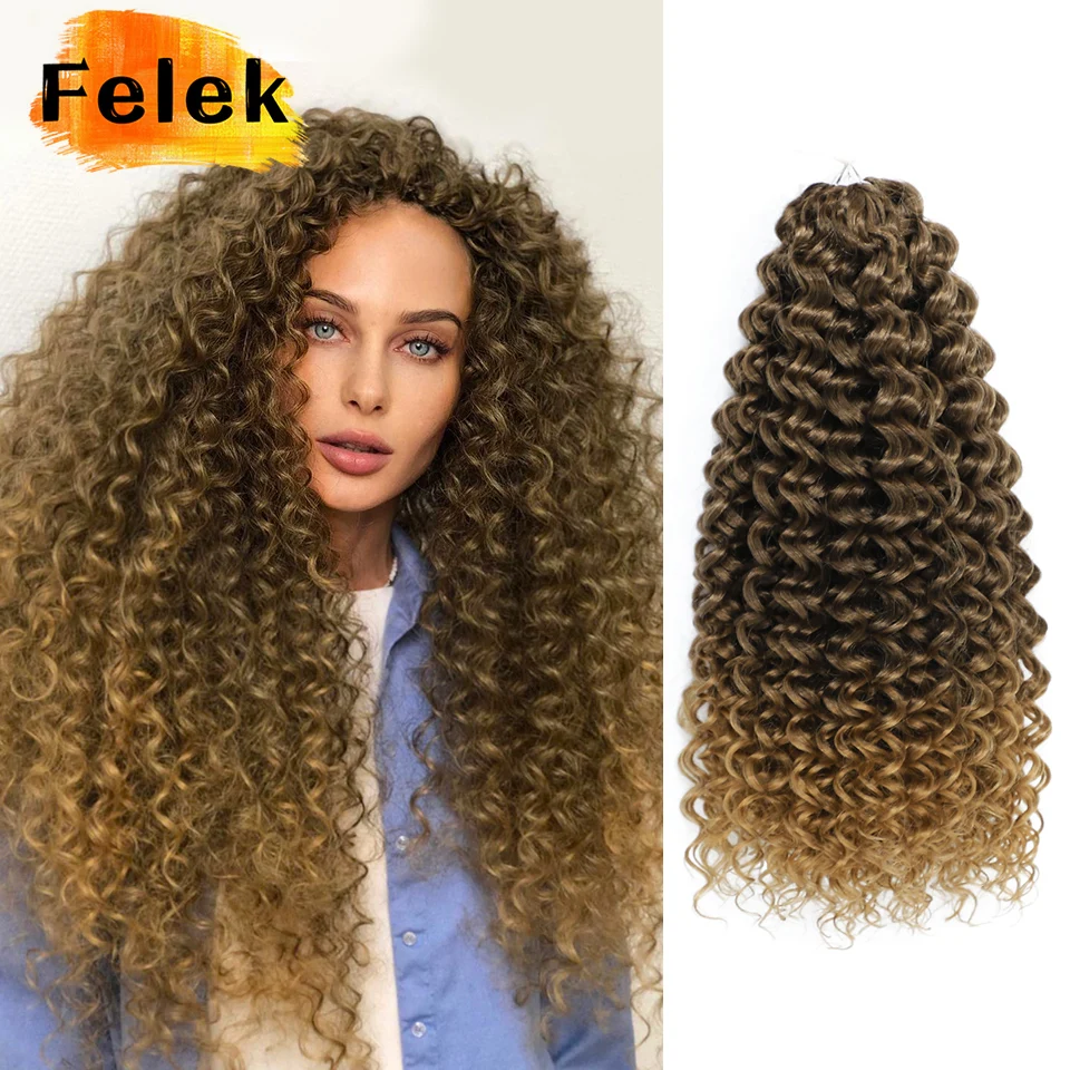 Deep Curl Hair Water Wave Twist Crochet Synthetic Afro Kinky Hair Extension For Women 18inch Black Brown Water Wave Curly Braids