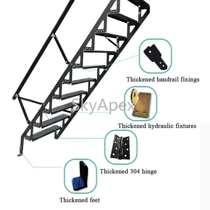 #Modern Custom Folding Wall Storage Stairs Solid Wood & Steel Invisible Attic Ladder 400KG Load Unique Design for Home Loft  Use