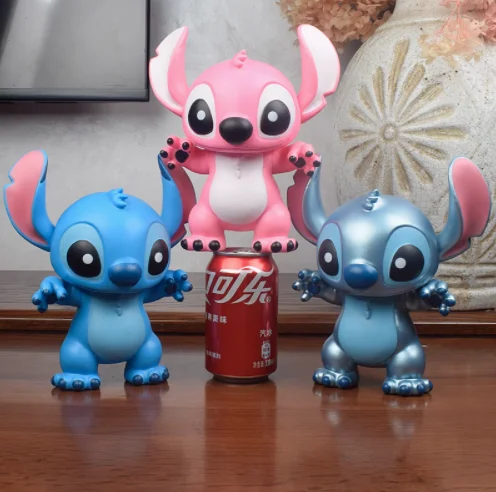 

[Funny]20cm Disney Cartoon Anime Cute blue pink Stitch Action figure toys statue collection model home decoration kids best gift