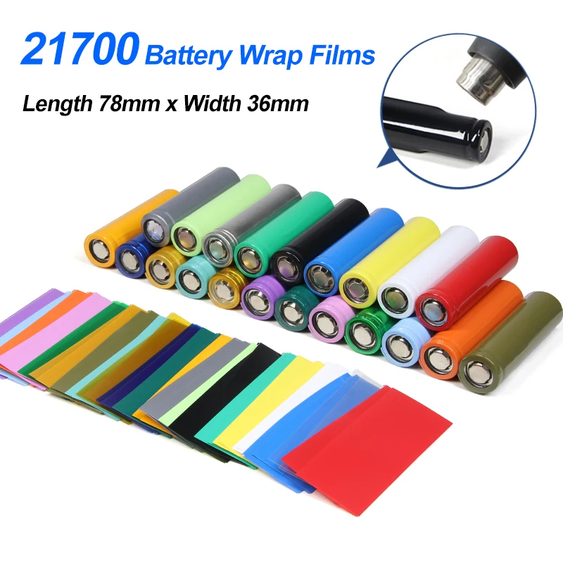 

25~2000pcs 21700 PVC Heat Shrink Wrap Pre-cut Insulated Wrapping Sleeve Shrinkable Heat-shrink Tubing Battery Film Case 78x36mm