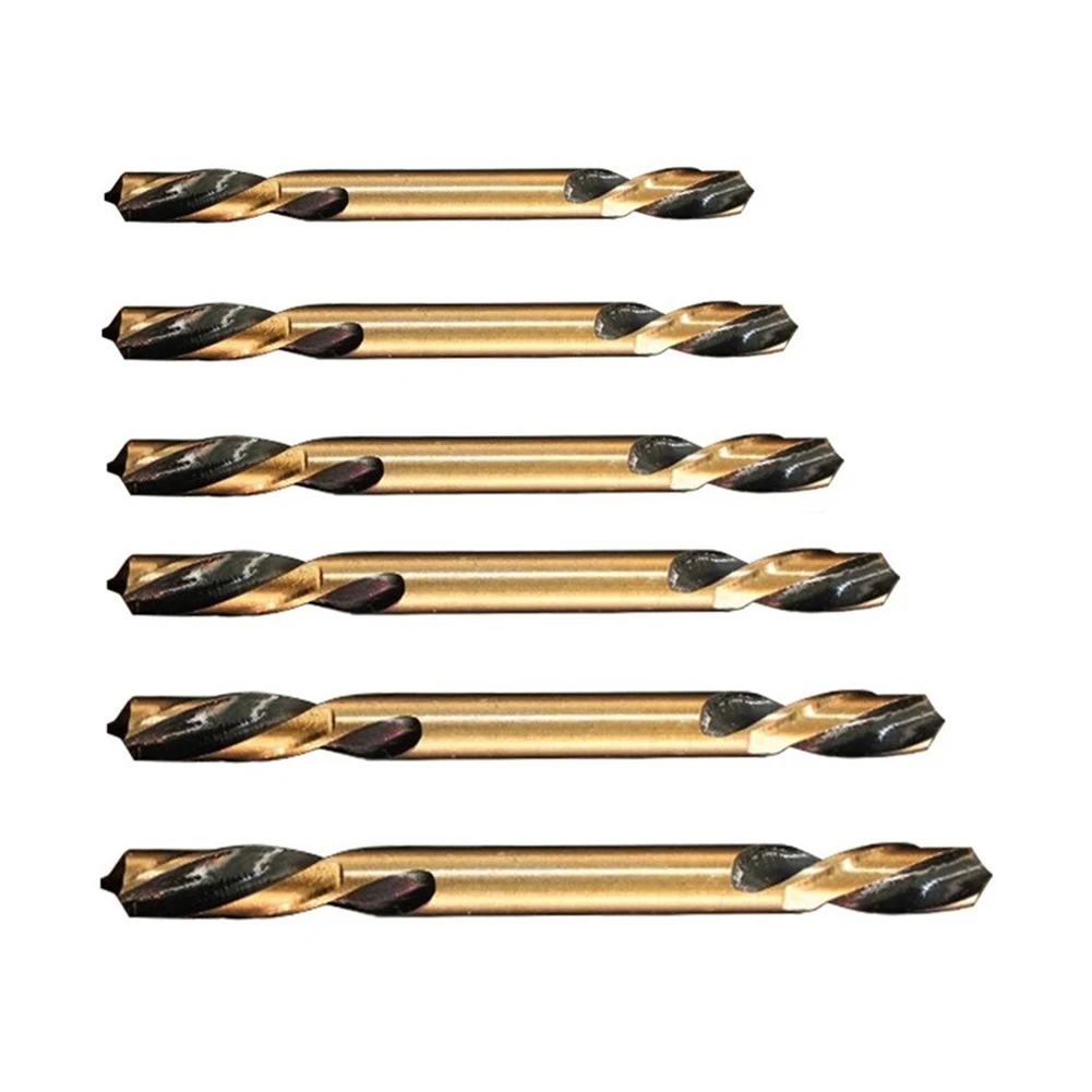6Pcs HSS Auger Bohrer Bits Doppel-headed Bit 3mm 3,5mm 4mm 4,5mm 5mm 6mm Kopf Für Edelstahl Eisen Aluminium Bohren Werkzeuge