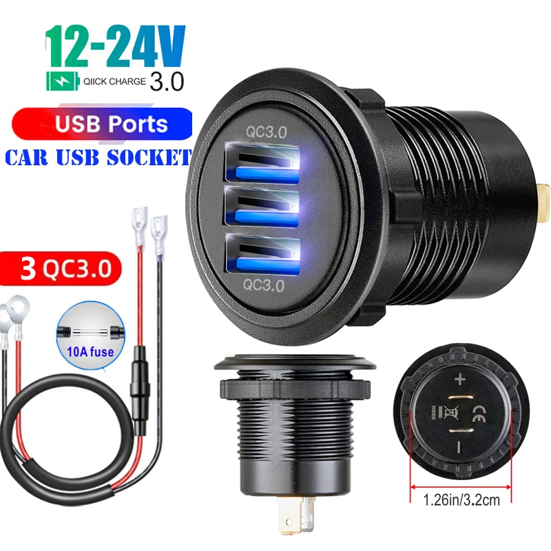 

Quick car usb socket 12v super fast charger USB Outlets tomada usb 12v automotiva car usb charger fast charge QC3.0