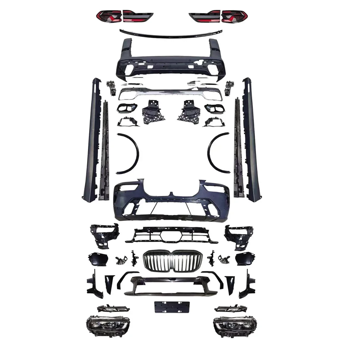 Body Kit For 2019-2022 BMW X7 Upgrade 2023 Sport Front/Rear Bumper Old To New Bodykit Auto Lights