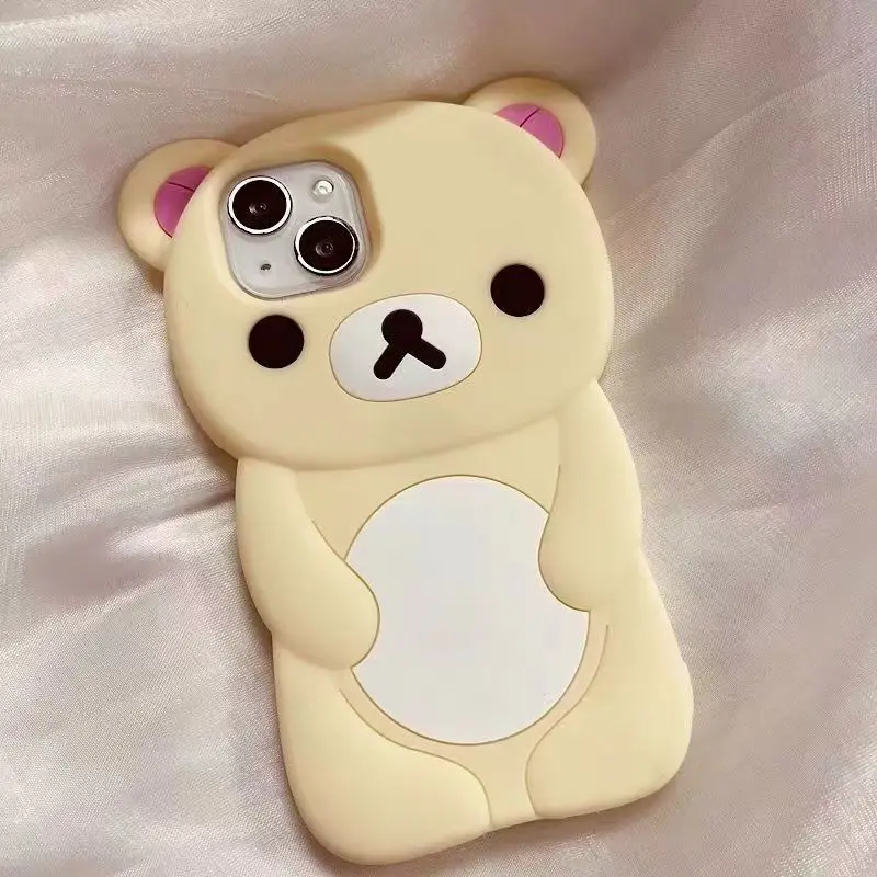 آيفون SE X XS XR 4 4S 5 5S 7 8 11 12 13 14 15 Plus 16 17 Pro Max ثلاثية الأبعاد الدب زوجين سيليكون الكرتون جراب هاتف #3