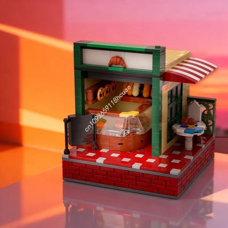 

530 шт. MOC уличный пекарни магазин модель строительные блоки строительные игрушки креативные рождественские подарки идея образование кирпич на день рождения