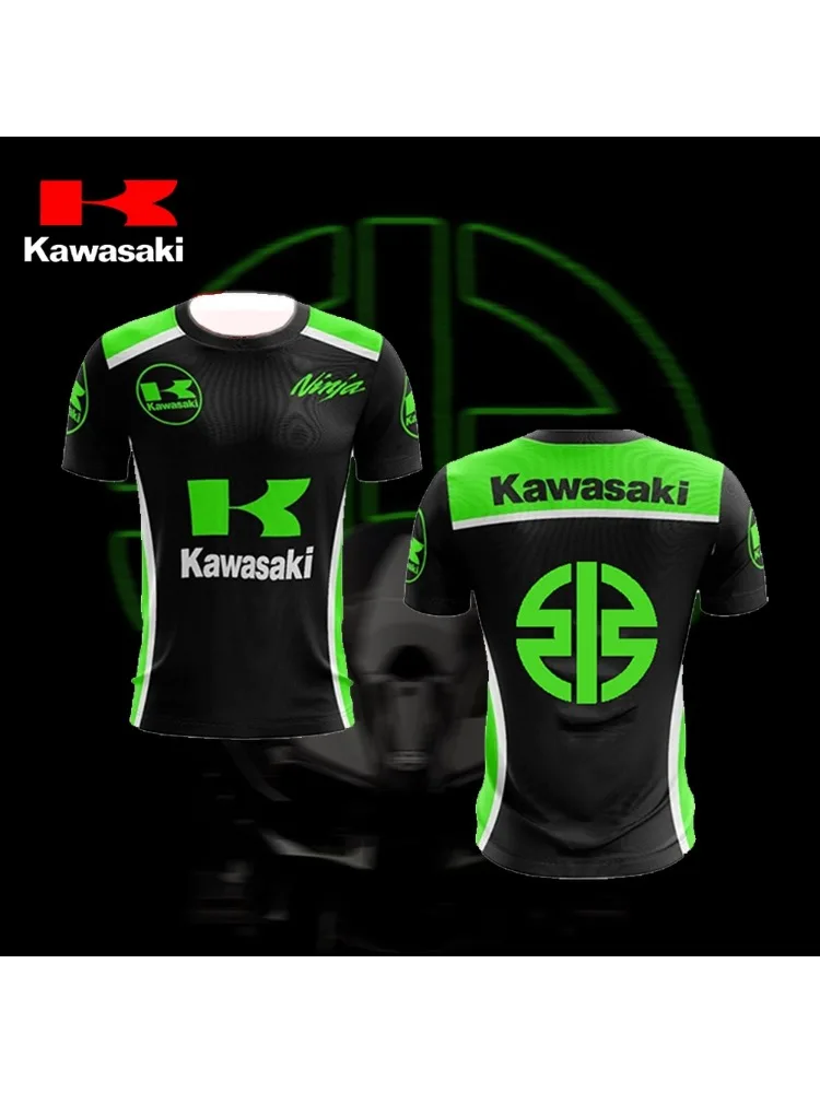 AliExpress Kawasaki Summer New Quick Drying Breathable Fashion Sports Adult and Children's Mountain Off Road Cycling Short Sleeved T-shirt