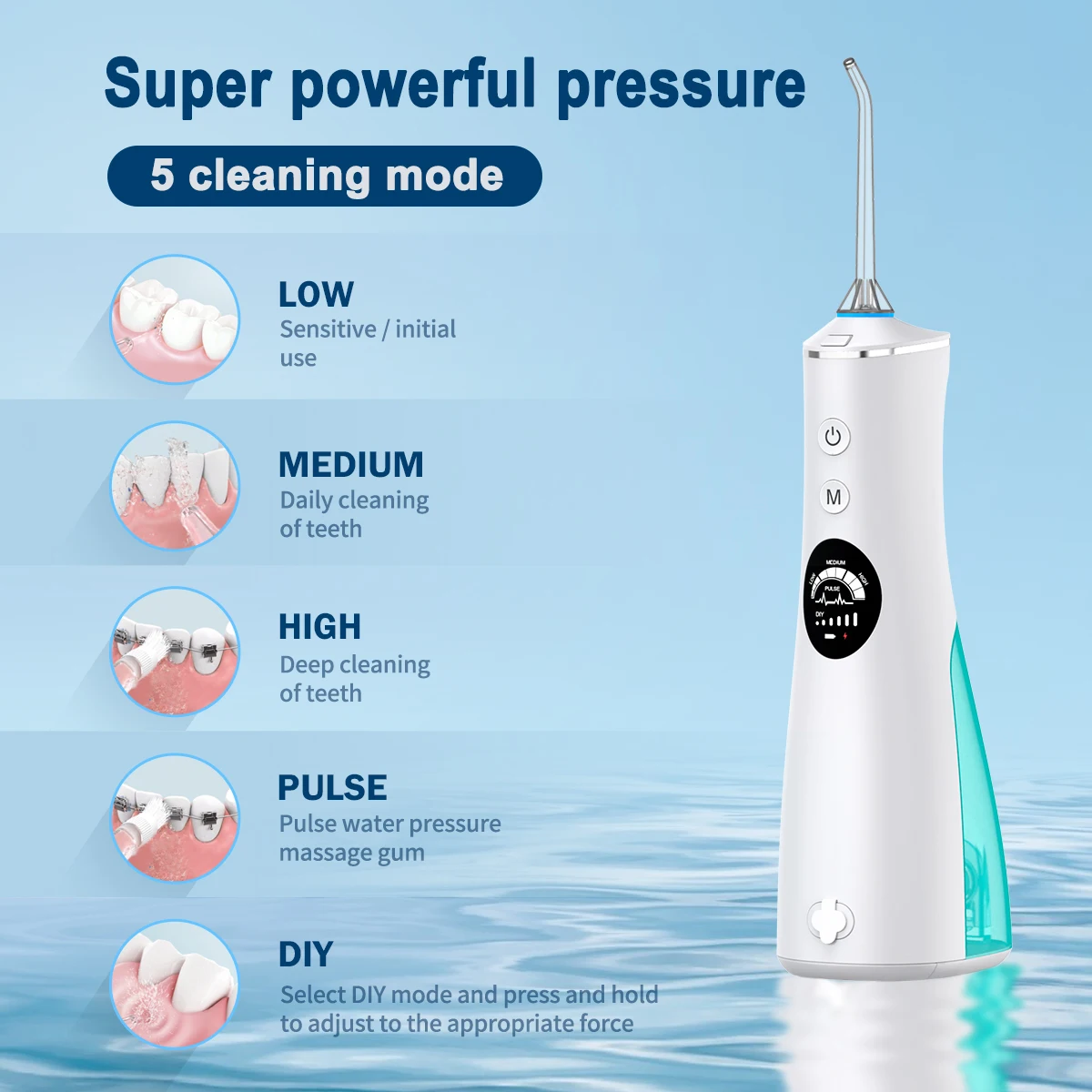 Professional LCD Screen Wireless Water Flosser Dental Oral Irrigator Handheld Dental Electric