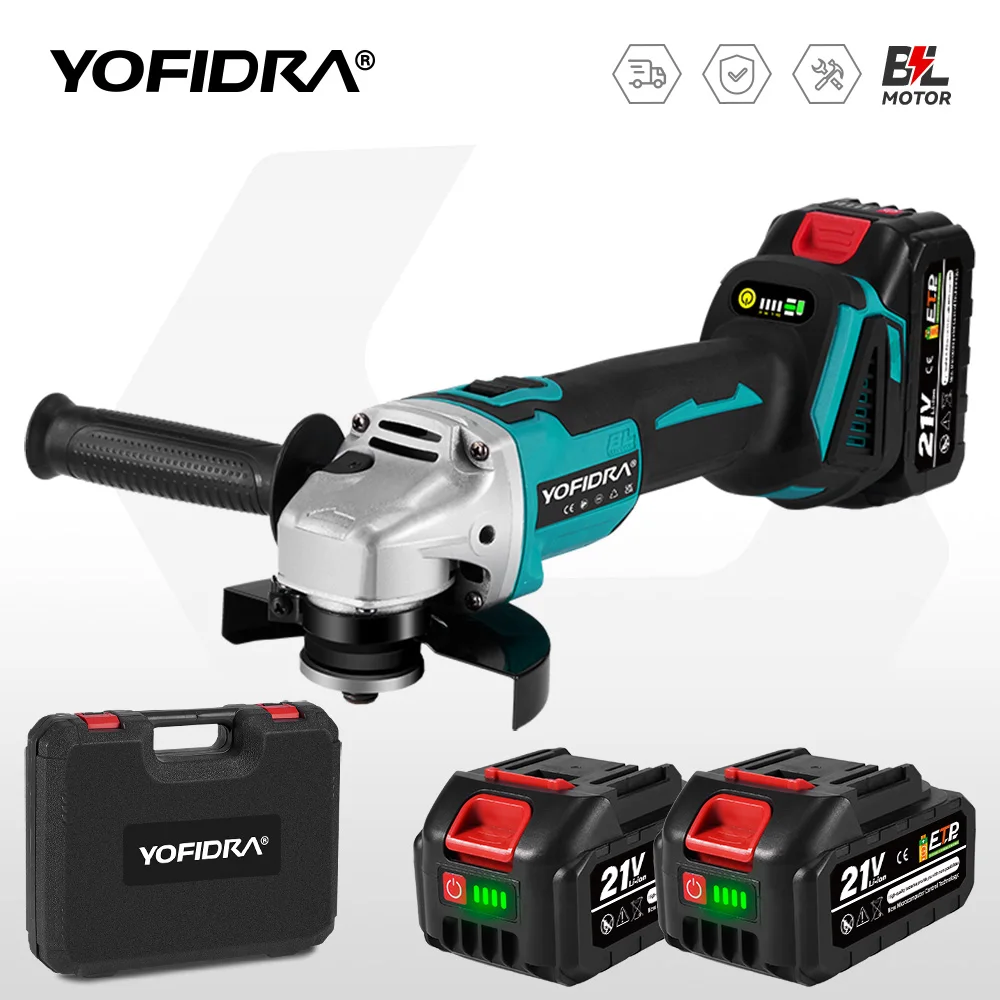 Meuleuse d'angle électrique sans fil YOFIDRA 125 mm, 4 vitesses, pour le meulage, le polissage et la découpe du métal et du bois, compatible avec les batteries Makita 18V-21V.