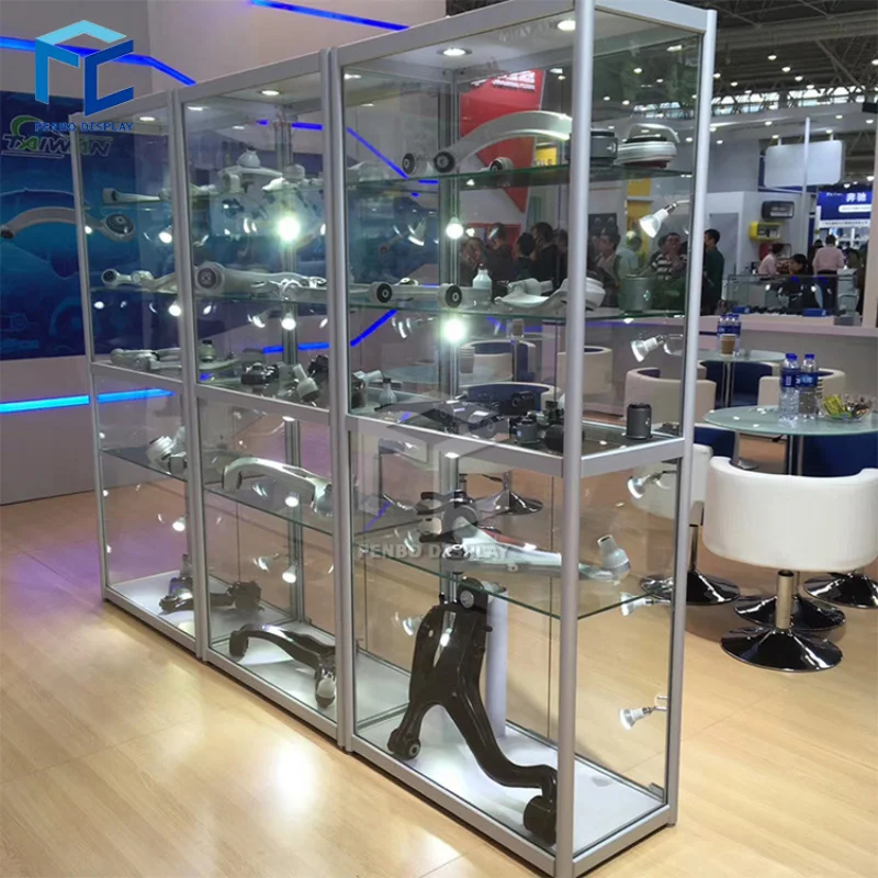 2025customized.Custom made aluminum portable aluminum frame style toy glass display/ toy glass display cabinet