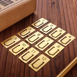 Copper Index Bookmarks Clip 12 pcs Travelers Notebook Notes Accessories Number Index Bookmarks Clip For File Office Accessories