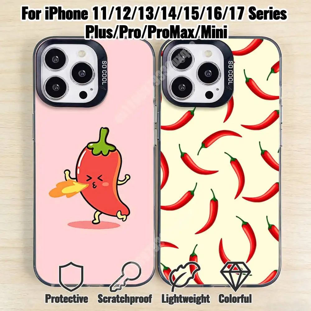 

Red Pepper Pattern Phone Case for iPhone 17 16 15 Max Mini 14 13 Pro Plus 12 11 X XS Air IMD Cover