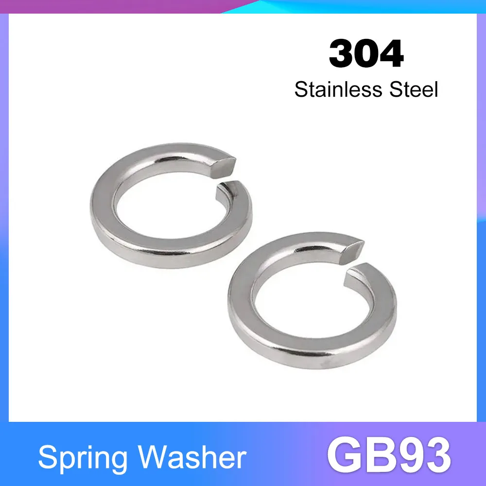 304 Stainless Steel Spring Split Lock Washer Elastic Gasket M1.6 M2 M2.5 M3 M4 M5 M6 M8 M10 M12 M14 M16 M20 M24 M27 GB93