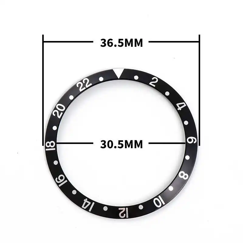 36.5mm Watch Accessories Vintage Aluminum Bezel Inter Ring Fit for RLX SUB 5512 1680 GMT 1670 1675