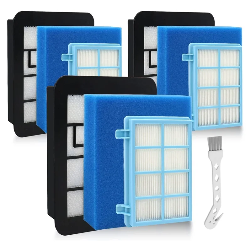 Replacement Filter Set for Philips PowerPro Compact and Active Vacuum Cleaner FC8010/01 FC9331 FC9332 FC9555, FC9556#A66K