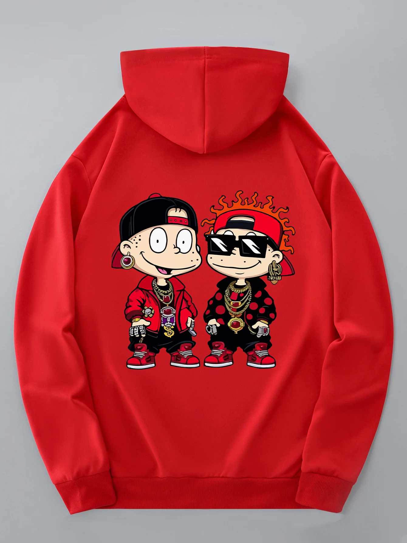 

2025 New Trend Hoodie Casual Character Pattern Printed Front Kangaroo Pocket Top, Unisex in The School Season