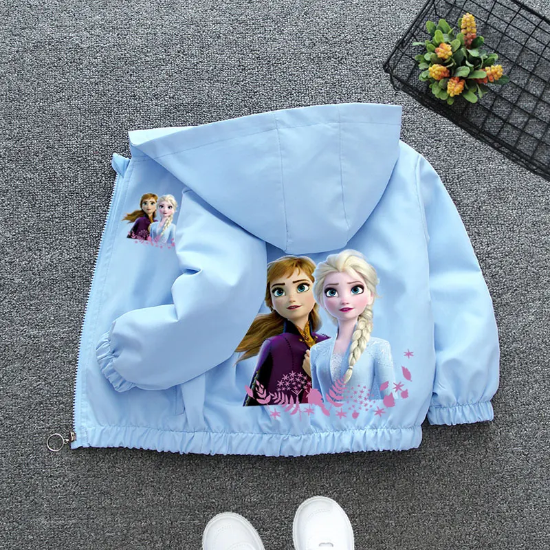 Autumn Baby Girls Cartoon Jacket Kids Minnie Mickey Mouse Coats Spring Fashion Frozen Elsa Hooded Windbreaker Clothing Outerwear