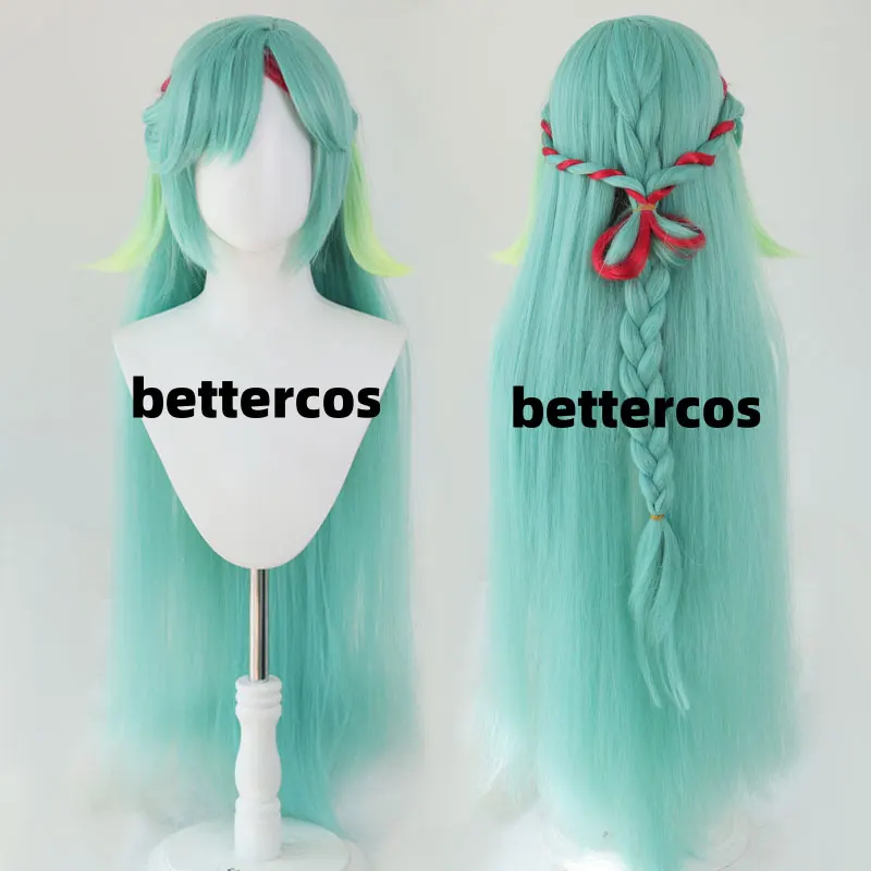 Shaosiyuan Cosplay Wig Women Soyuan Long Green Straight Wig Cosplay Anime Cosplay Wigs Heat Resistant Synthetic Wigs