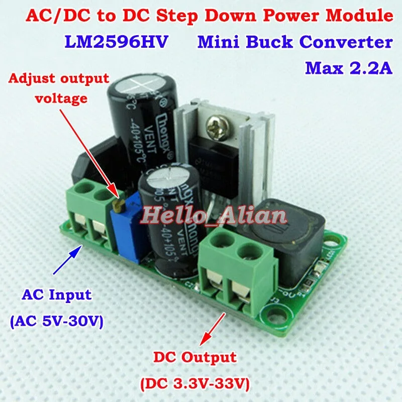 LM2596HV AC/DC to DC Buck Step Down Adjustable Voltage Converter 3.3V 3.7V 6V 9V 12V 18V 24V 36V Power Supply Regulator Module