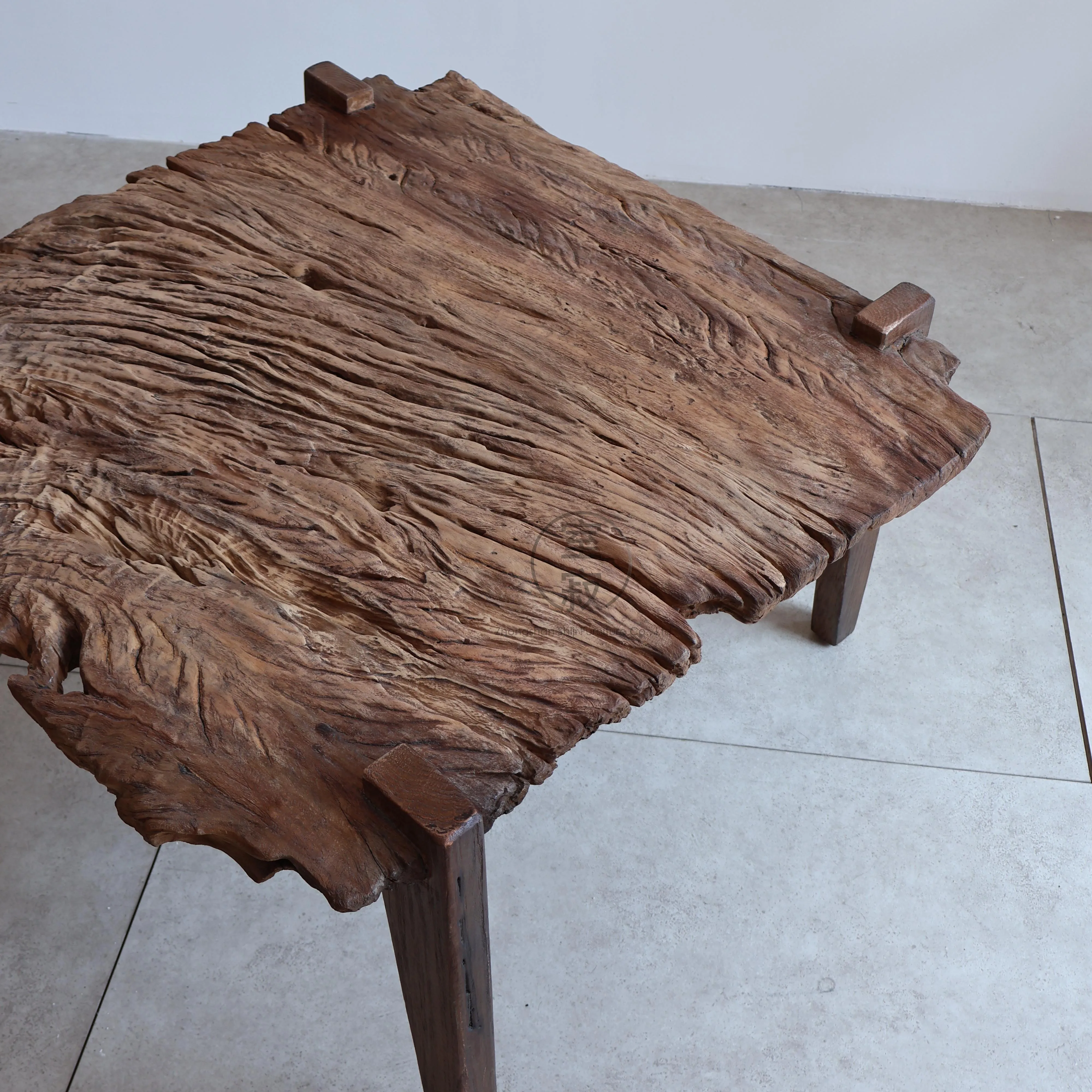 #d% Wabi Sabi Vintage Weathered Natural Texture Irregular Tea Table Coffee Table Unique Design Handmade Furniture