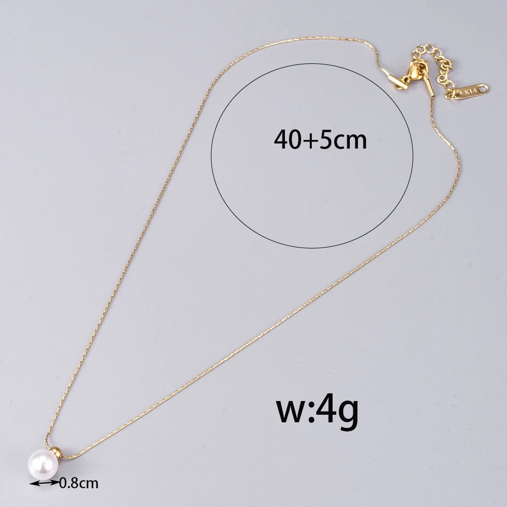 L77 Short and elegant style ordinary pearl single-layer extremely fine chain round bead 18K gold necklace accessory