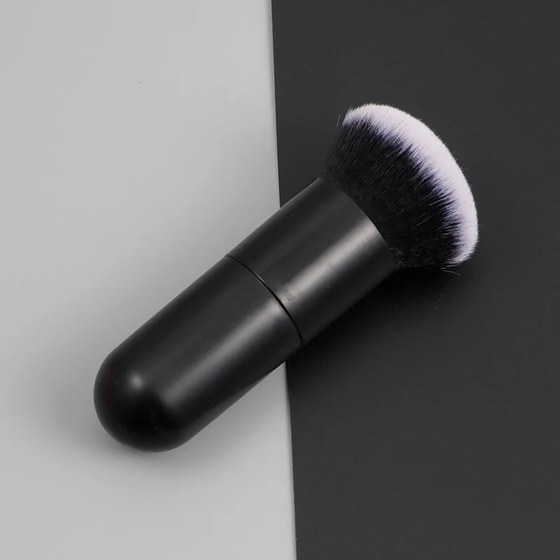 Professional Black Round-Handle Powder Brush - Fluffy Soft Makeup Brush for Foundation/Blush (Women’s Beauty Gift)