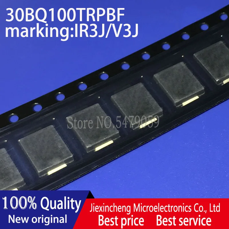 (50ชิ้น) 30BQ100TRPBF V3J/IR3J 30BQ100 30BQ100TR 3A 100V SMC DO-214AB Schottky Diodeใหม่เดิม