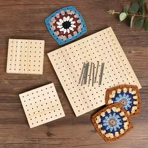Top Quality Wooden Crochet Blocking Board with Grid and Pins for Knitting Granny Squares Projects DIY Craft Gift for Beginners