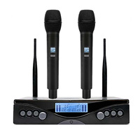 UHF Wireless Microphone Dual Channel Handheld Microphone Dynamic Mic For Karaoke Stage Wedding Hosting Party Church Show Meeting