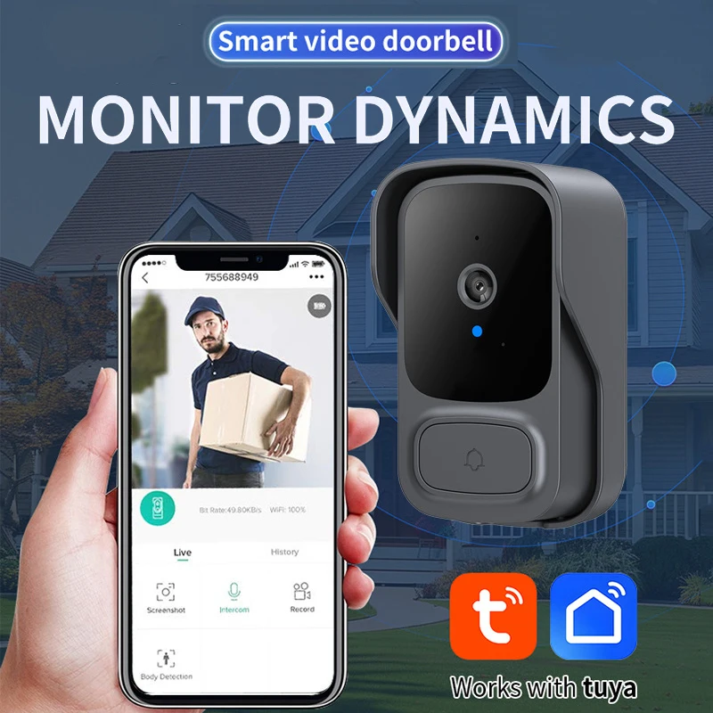 

Tuay Wifi Doorbell Camera With Cloud Storage Smart Home Wireless Video Intercom, Easy Installation and Remote Access via APP