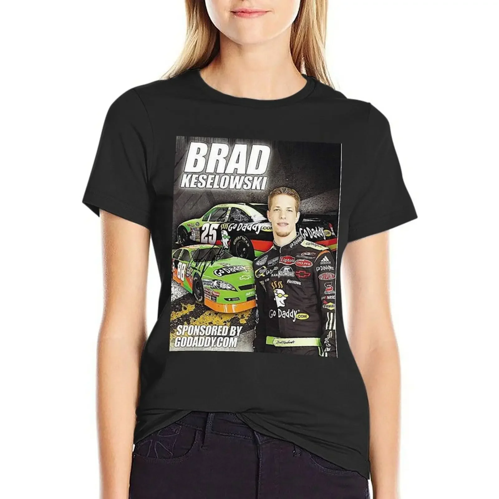 

brad keselowski T-shirt summer clothes Short sleeve tee t shirts for Women loose fit