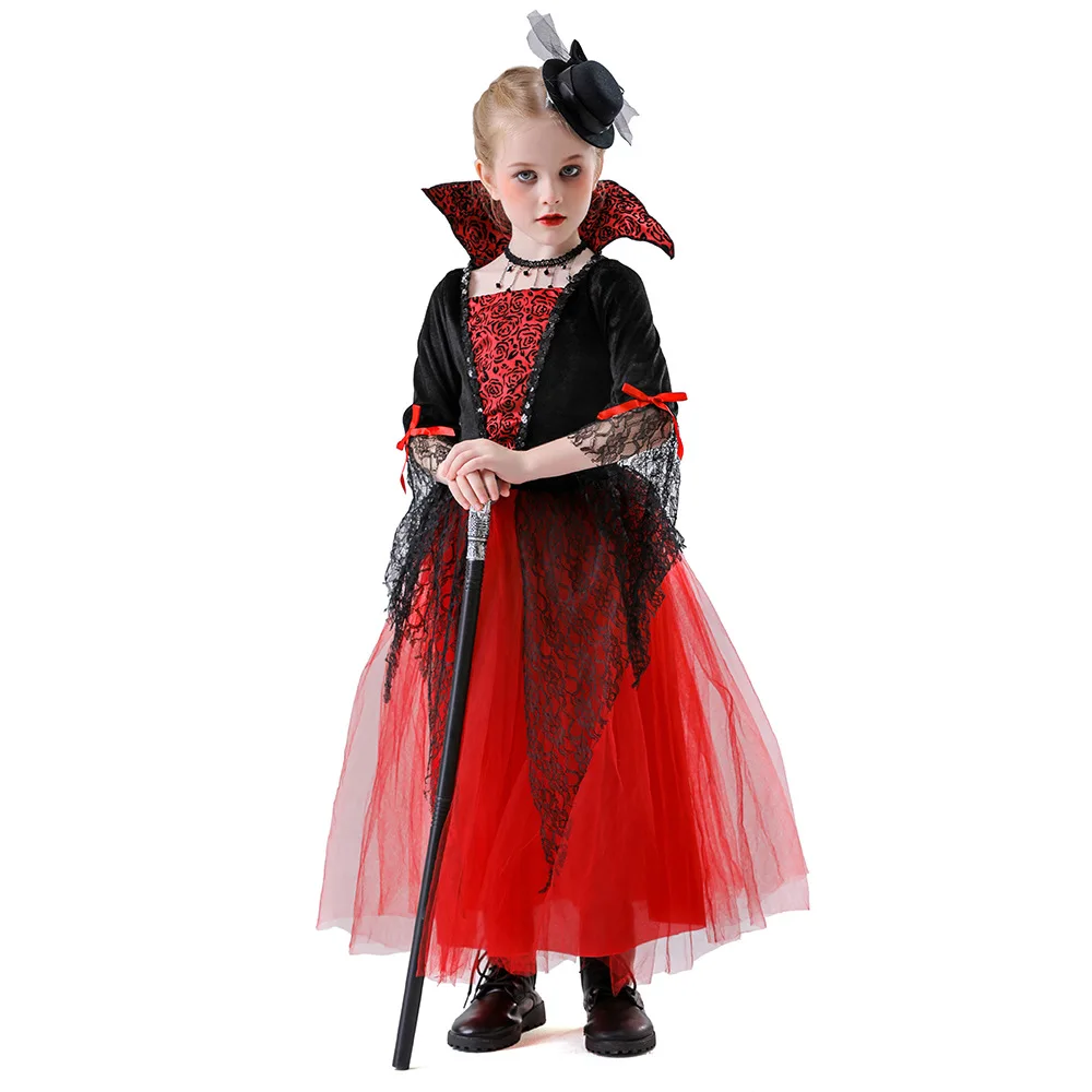 

Children's Halloween Performance Costume Witch Girl Devil Princess Dress Cosplay Performance Dress Young Girls' Clothing