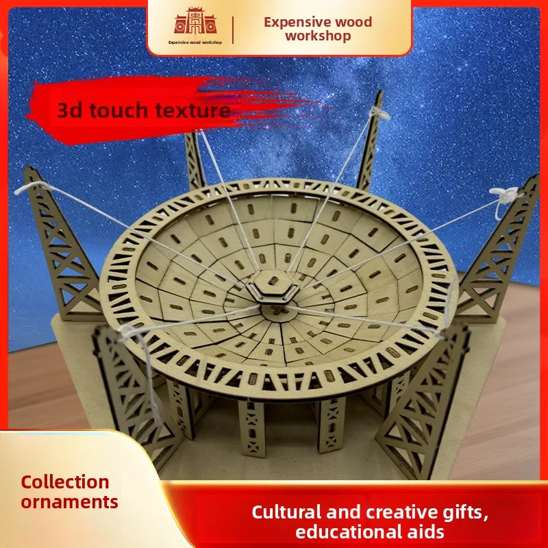 Telescópio rápido oficial, modelo memorial, rádio mais grande do mundo, kit de montagem diy de madeira 3d, presente educacional de artesanato de ciências