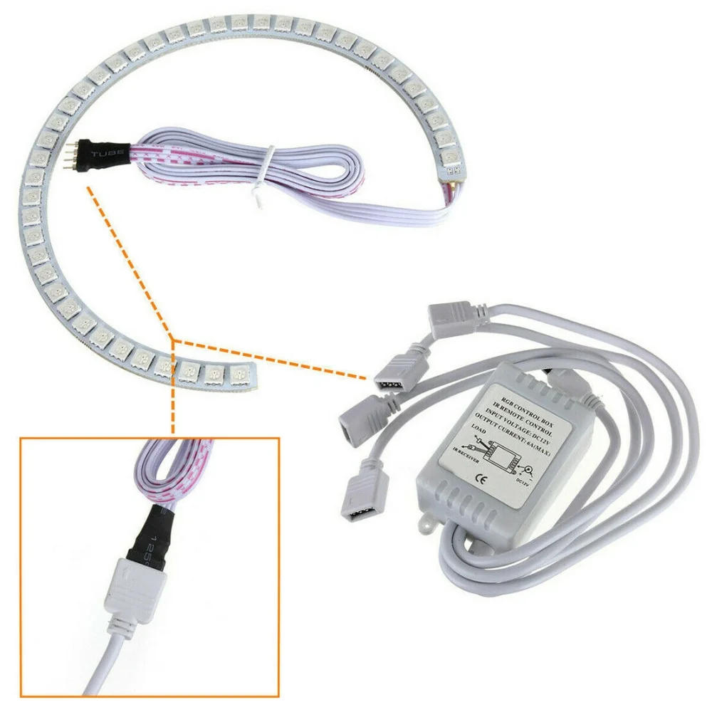 닷지 챌린저 2008-2014 헤드라이트 개조용 초고휘도 RGB 멀티 컬러 LED 자동차 헤드라이트 엔젤 아이즈 헤일로 링 라이트 키트