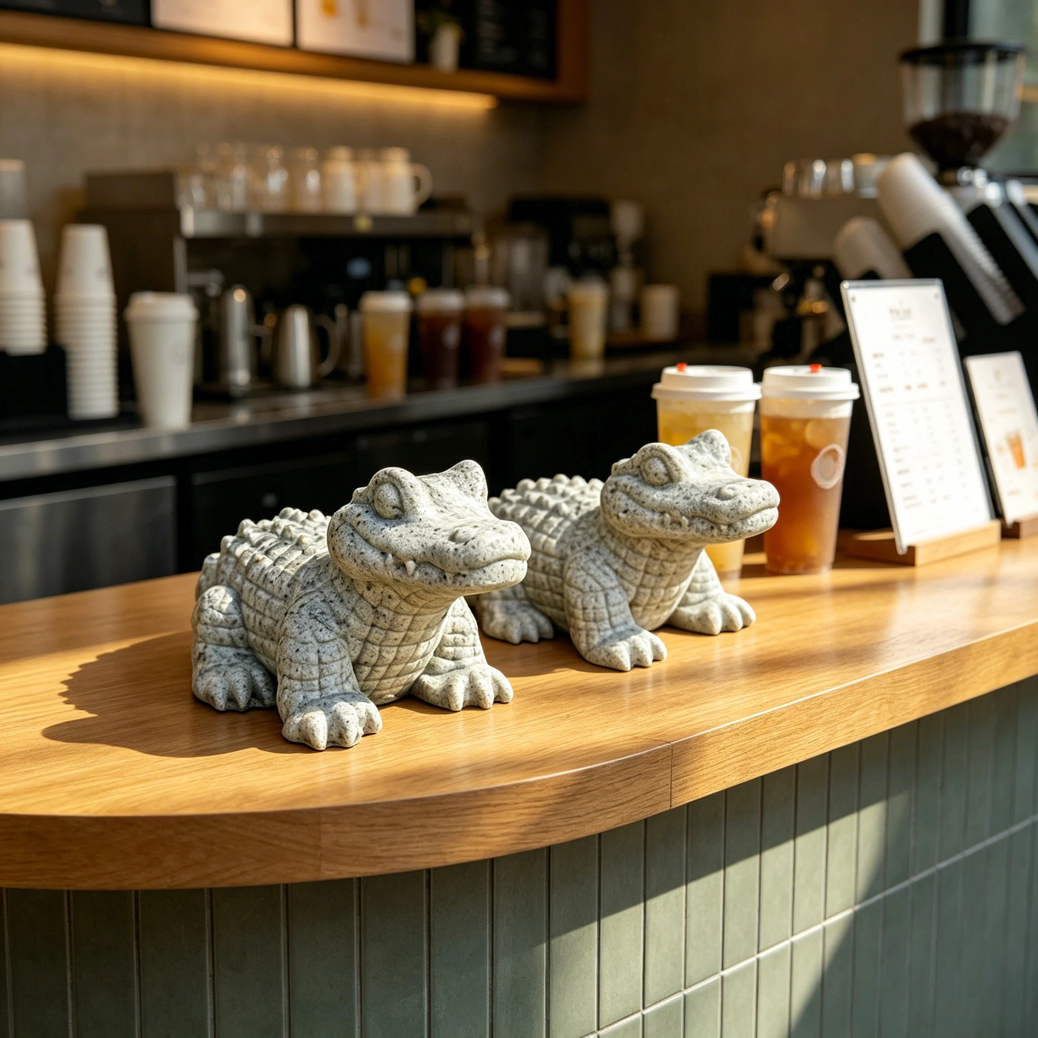 Three-Dimensional Resin Crocodile Sculpture in a Lying Posture, Decorative Piece for Bathroom Sink Shelves and Aquarium Landscaping, Symbolizing Smooth Water Flow and a Complete Landscape, High-Quality Weather-Resistan