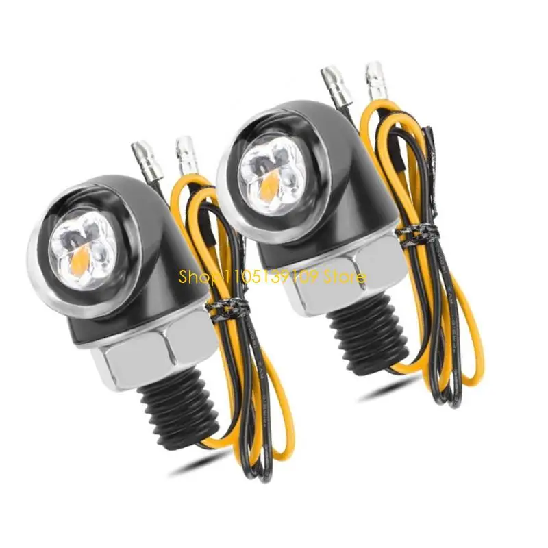 مؤشرات LED للدراجات النارية الرجعية بإطار من الألومنيوم وأضواء ذات لونين، تركيب سريع بنفسك #5