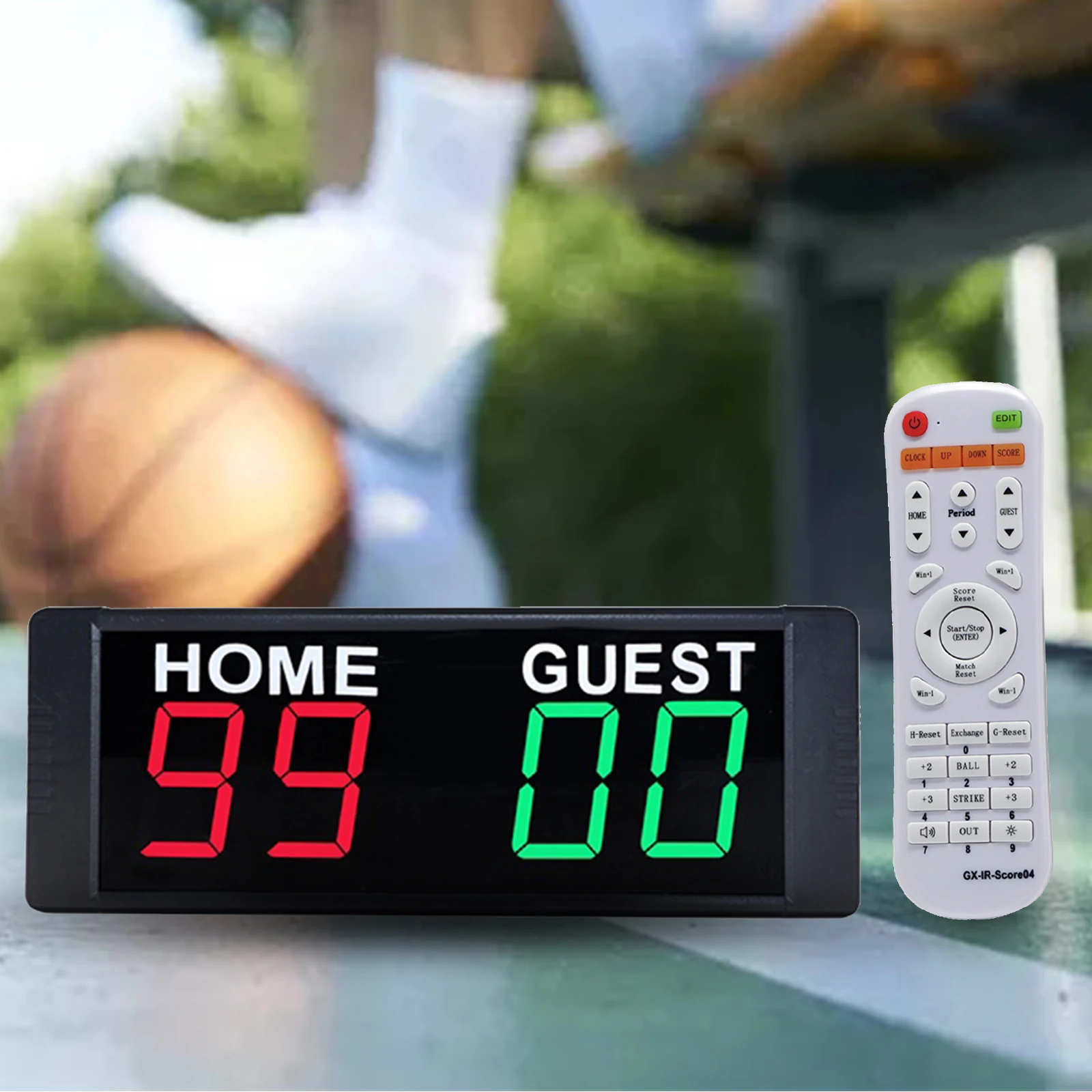 Wall Mounted Electronic Digital Scoreboard Timer Remote Control LED Display Counting Score Keeper for Badminton Basketball Sport