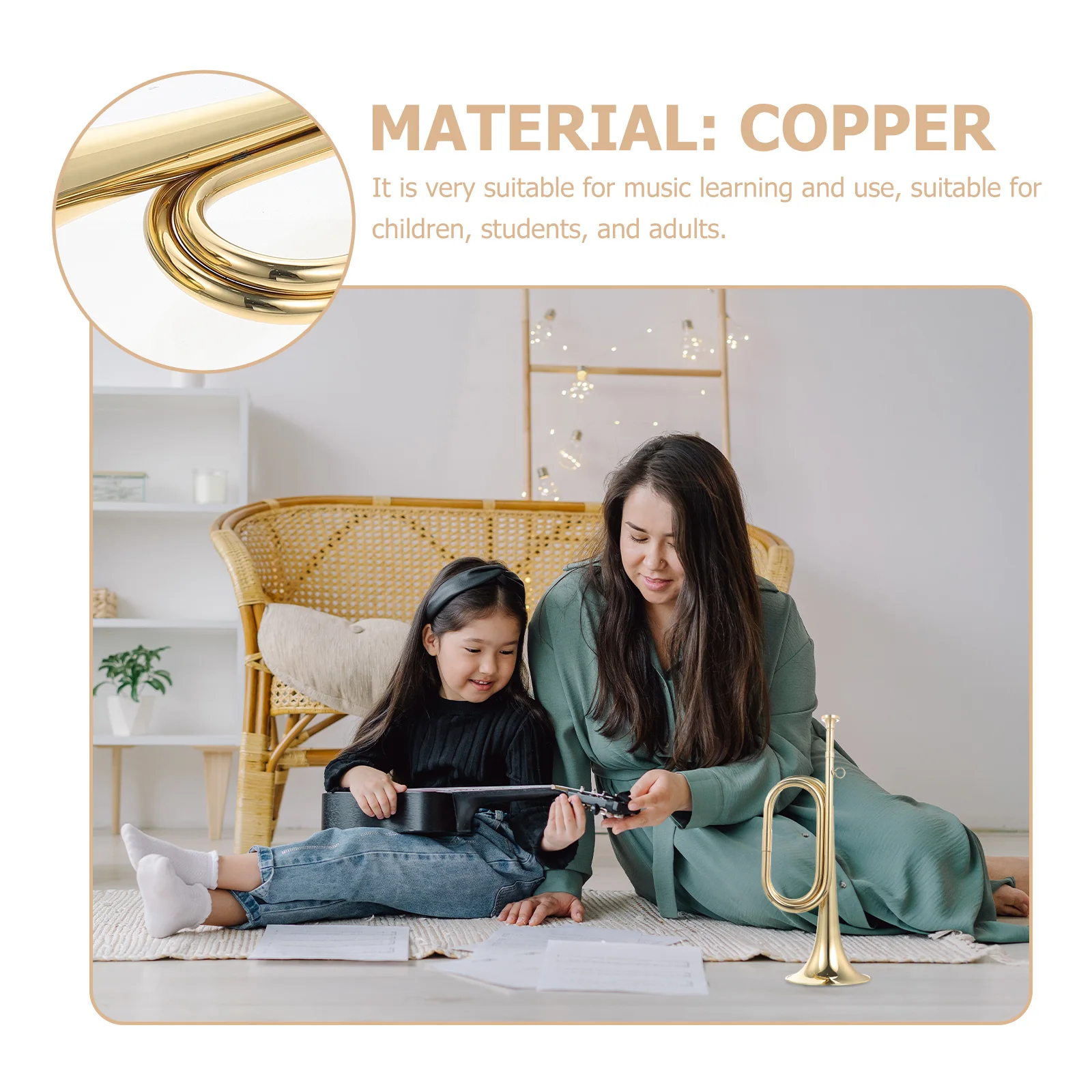 

Copper Trumpet Bugle Lightweight Portable Professional Process Made for School Bands Military Orchestras Beginners