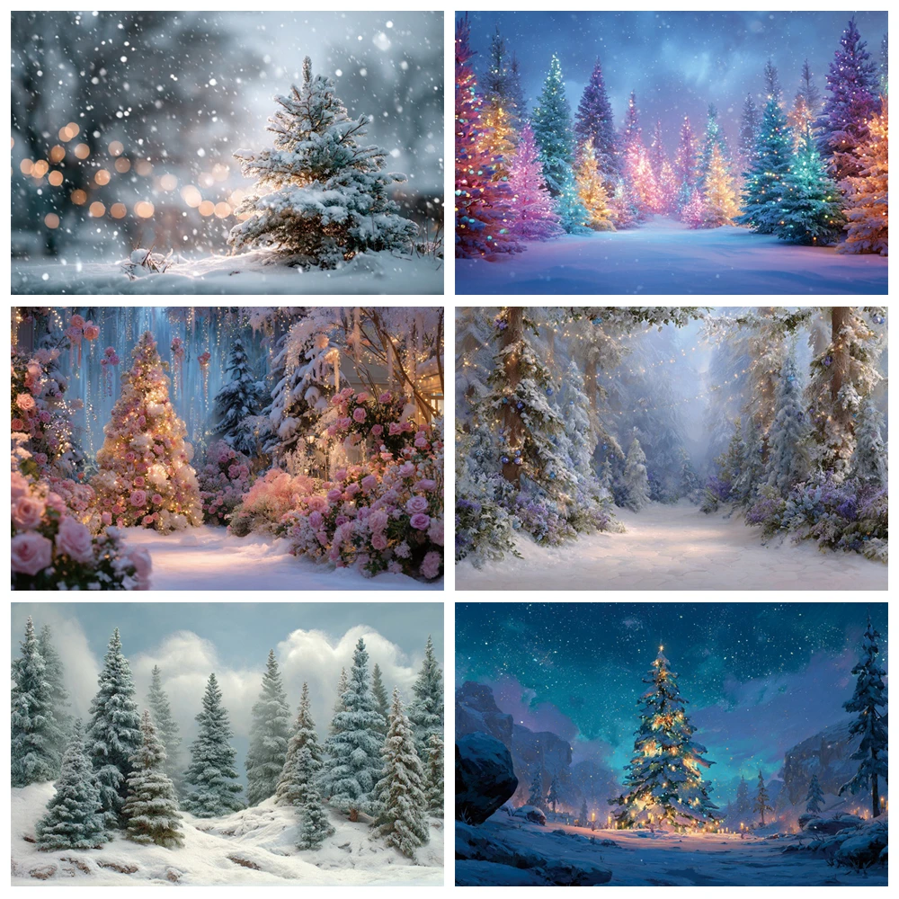 

MOON.QG Christmas Pine Forest Backgrounds for Photography Snow Light Backdrop Baby Shower Photozone Photo Studio Poster Children