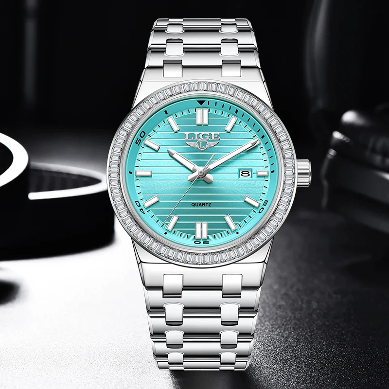 LIGE Simple Original Quartz Man Watch Fashion Casual Luxury Business Stainless Luminous Waterproof Calendar Watches for Men+Box