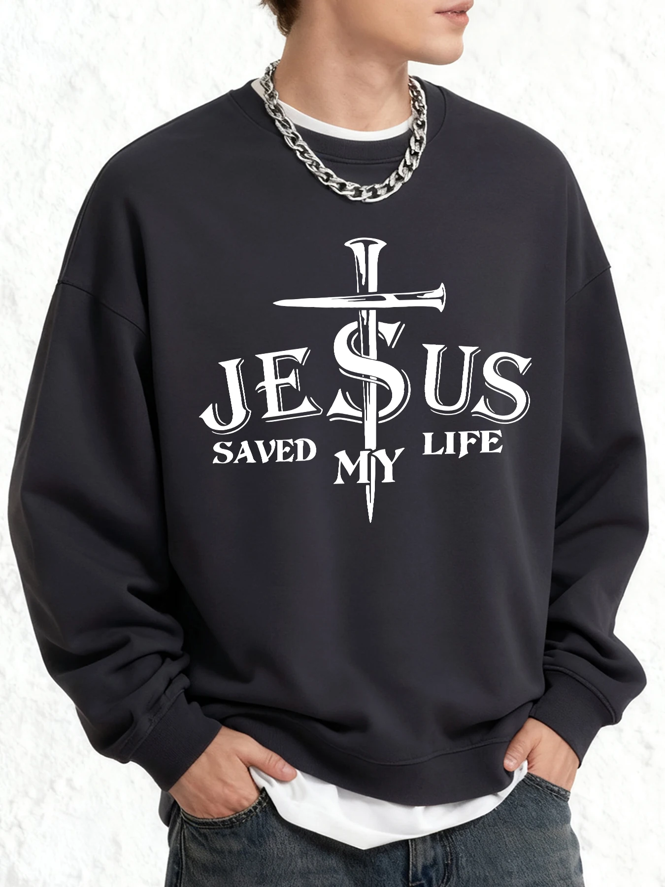 يسوع أنقذ حياتي رسالة الجرافيك نمط جديد موضة البلوز الرجال الخريف المعتاد بلوزة ناعمة فضفاضة الهيب هوب الملابس #3