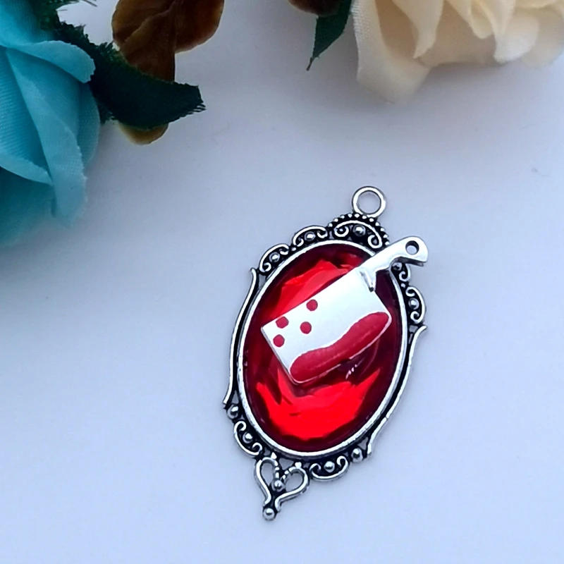 5pcs 42*23mm Gothic Red and Black Crystal Rose with Frame Embossed Accessories DIY Crafts Making Charm Pendant Jewelry Making