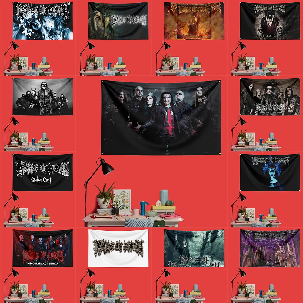 

Cradle of Filth Black Metal Flag 3x5 FT 90x150cm Polyester Decorative Banner Tapestry For Music Fans Bedroom Wall Decoration