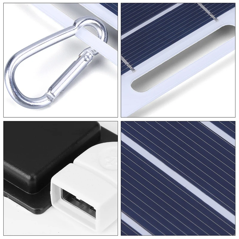 Panneau solaire portable avec USB, stabilisateur de charge sûr, chargeur de batterie, alimentation extérieure pour le camping, 2W, 5V
