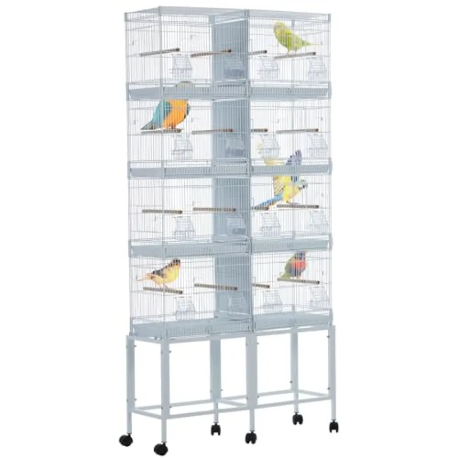 

Bird Cage, 69''H LOT-4 Stackable Breeding Bird Cage, Divided Bird Breeder Cage w/Individual Removable Tray, Application for Con