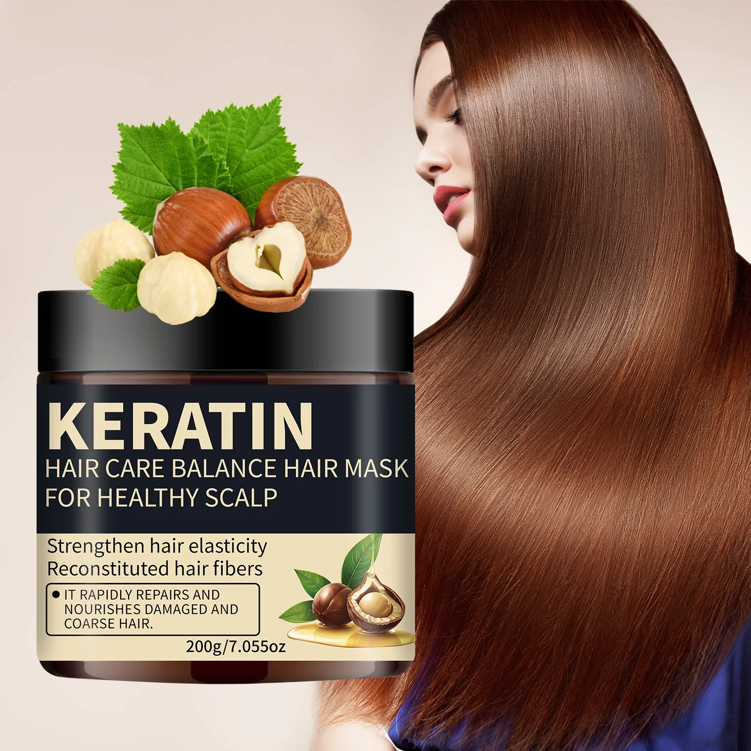 Keratin hair mask deeply moisturizes dry and fragile hair strands and prevents hair from splitting and breaking 200g